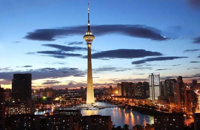 Sky Tower with Circling Clouds.