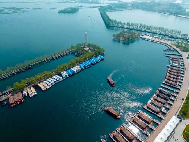 Baiyangdian Lake in Xiong'an New Area, known as the "Pearl of North China"