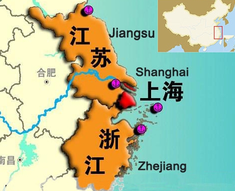 Maps of Shanghai, Jiangsu, and Zhejiang