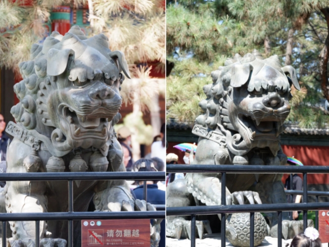 Bronze lions outside the inner Meridian Gate of Chengde Mountain Resort.